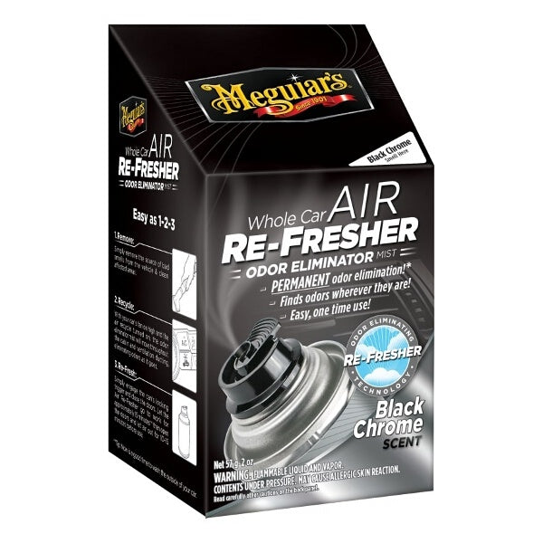 Meguiars Whole Car Air Re-Fresher Odor Eliminator Black Chrome Scent 59mlMeguiars - Whole Car Air Re-Fresher Odour Eliminator Black Chrome Scent